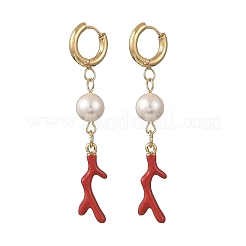 Pendientes colgantes de aro esmaltados de acero inoxidable 304 con diseño oceánico&nbsp;EJEW-JE07323