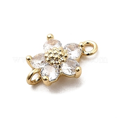 Breloques connecteurs en forme de fleur en laiton pavé de zircones cubiques&nbsp;KK-H089-34G-02