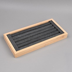 Rechteckige Schmuckaufbewahrungs- und Präsentationstabletts aus Holz und Samt für Ringe&nbsp;ODIS-WH0099-275A