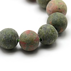 Fili di perline rotonde unakite smerigliati naturali&nbsp;G-M064-10mm-06