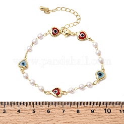 Armband aus Messing und ABS mit Imitationsperlen für Damen&nbsp;BJEW-K298-01G