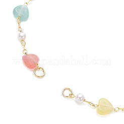 Buntes Katzenaugenherz & Kunststoffperlen Messingkette Armbandherstellung&nbsp;AJEW-JB01387