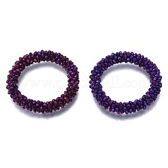 Pulseras de estiramiento de cuentas de vidrio electrochapado facetadas&nbsp;BJEW-S144-002G-06