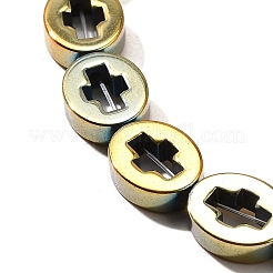 Hebras de cuentas de hematites no magnéticas sintéticas galvanizadas&nbsp;G-L613-Z01-02K