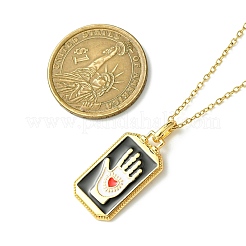 Rechteckige Tarot-Halsketten aus 304 Edelstahl mit Emaille-Anhänger für Damen&nbsp;NJEW-G157-01G-02