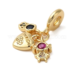 Gestellbeschichtung Messing pflastern bunte Zirkonia europäischen baumeln Charms&nbsp;KK-P279-43G