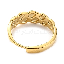 Bague réglable en acier inoxydable 304 rainuré en forme de losange pour femme&nbsp;RJEW-C016-28G
