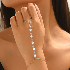 Élégants bracelets de main en laiton imitant une perle blanche ronde pour femmes&nbsp;KS0811