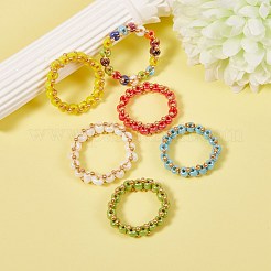 30pcs 6 Farben runde Glasperlen-Fingerringe&nbsp;RJEW-SZ0001-01