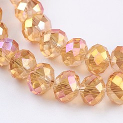 Chapelets de perles en verre électroplaqué&nbsp;EGLA-F122-8x6mm-FR-A01