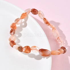 Pulseras elásticas de cuentas de cuarzo rojo natural para mujer&nbsp;BJEW-Z158-02B-02
