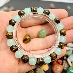 Armbänder aus natürlichen Tigeraugen und runden Glasperlen&nbsp;FS-WG07496-01