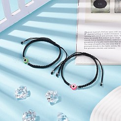 Pulsera de cuentas trenzadas de resina mal de ojo&nbsp;BJEW-JB08426-02