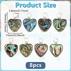 8 Stück Herz-Anhänger aus Abalone-Muschel/Paua-Muschel&nbsp;PALLOY-GO00048