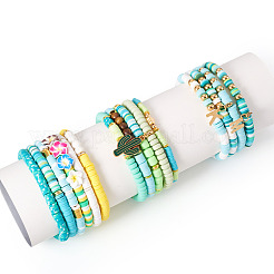 15 Stück Polymer Clay Heishi Perlen Stretch-Armband-Sets&nbsp;BJEW-TA00679