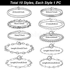 10 Stück 10 Stile Edelstahl-Kettenarmband-Kits&nbsp;BJEW-PH0004-48