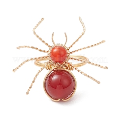 Fingerringe aus natürlichen Karneolperlen&nbsp;RJEW-TA00210-01