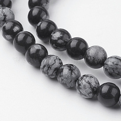 Natur Schneeflocken-Obsidian Perlenstränge&nbsp;G-G735-72-6mm
