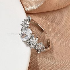 Anneaux ouverts de manchette en laiton à micro-pavé de zircone cubique&nbsp;RJEW-C163-25B-P
