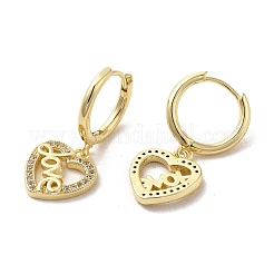 Aretes colgantes tipo argolla con circonitas cúbicas micro pavé de latón chapado en cremallera&nbsp;EJEW-A031-15G