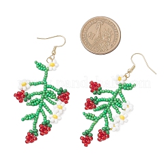 Orecchini pendenti con perline di vetro a forma di fiori e frutta&nbsp;EJEW-MZ00533-02
