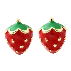 Orecchini a bottone in ottone fragola&nbsp;EJEW-V011-04G