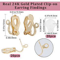 20 stück messing clip-on ohrring Zubehör&nbsp;KK-BBC0010-23G