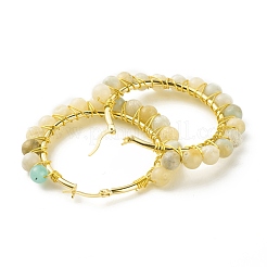 Orecchini a cerchio da donna con perline in amazzonite naturale&nbsp;EJEW-C003-03C-RS