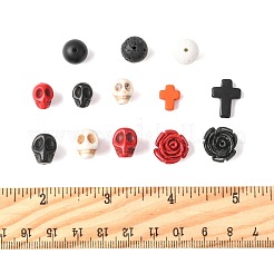100 Stück 13 Stile Halloween synthetische Türkis und synthetische Korallenperlen Set&nbsp;G-FS0005-92