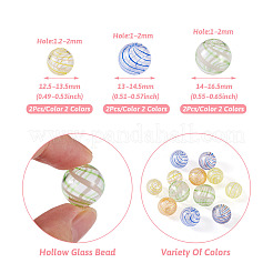 12 Stück transparente handgemachte geblasene Glaskugelperlen in 6 Stilen&nbsp;GLAA-PJ0001-03