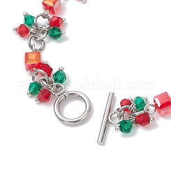 Weihnachtsarmbänder mit Glasgliedern und Bettelarmbändern für Damen&nbsp;BJEW-JB12626