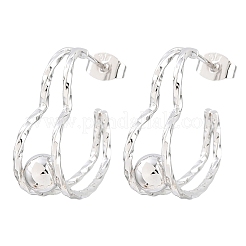 Orecchini a perno da donna in acciaio inossidabile 304 a forma di cuore con filo ondulato testurizzato.&nbsp;SA-CBAB549-06P