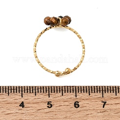 Verstellbare offene Manschettenringe aus Edelstahl 304 mit natürlichem Tigerauge&nbsp;RJEW-P187-01G-02