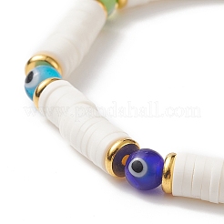 Pulsera elástica heishi surfer de arcilla polimérica hecha a mano&nbsp;BJEW-TA00223