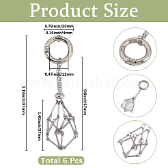 6 stücke 201 edelstahl macrame kette beutel leere stein halter anhänger dekoration&nbsp;HJEW-SC0002-11