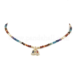 Colgante de latón con micro pavé de circonitas cúbicas y arcoíris de colores&nbsp;NJEW-JN06243