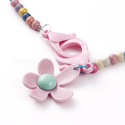 Colliers personnalisés de perles de bois naturel peintes par spary&nbsp;NJEW-JN03243