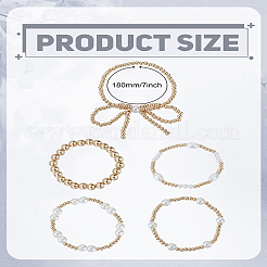 5 Stück 5 Stile runde Stretch-Armbänder aus Acrylperlen für Frauen&nbsp;BJEW-LP0003-77G