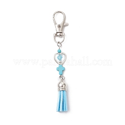 Adornos colgantes con borlas de gamuza sintética y cruz de turquesa sintética&nbsp;HJEW-JM03664