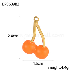 Pendentifs en émail et acier inoxydable 304 avec breloques cerises&nbsp;STAS-OY004-11G