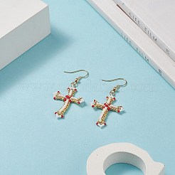 Orecchini pendenti con croce intrecciata di semi giapponesi&nbsp;EJEW-MZ00040