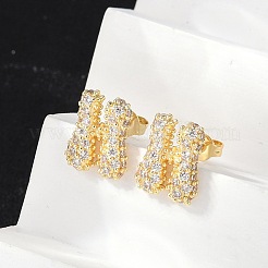 Boucles d'oreilles en laiton avec zircone cubique de micro pave&nbsp;EJEW-Z091-04G-H