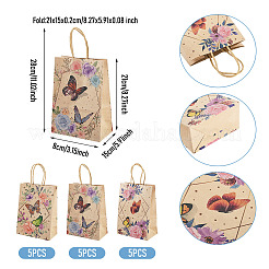 15 Stück Kraftpapiertüten mit 3 verschiedenen Blumen- und Schmetterlingsmustern&nbsp;CARB-TA0001-17