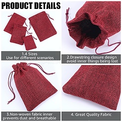 16 Stück 4 Stile Polyester-Imitat Sackleinen Verpackungsbeutel Kordelzugbeutel&nbsp;ABAG-BBC0001-01D