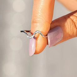 Bagues en laiton en forme de vague avec micro pavé de zircons cubiques transparents&nbsp;FS-WG385C2-02