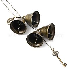 3 pièce de cloche en fer et breloque clé en alliage à suspendre&nbsp;HJEW-JM03429