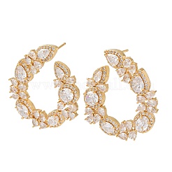 Aretes de latón con circonitas cúbicas pavé para mujer&nbsp;EJEW-F418-17G