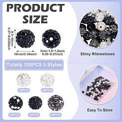 100 Stück 5 Stile Polymer Clay Strassperlen&nbsp;RB-TA0001-22A