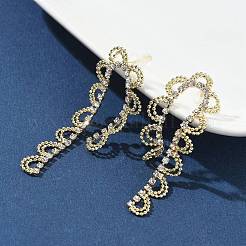 Orecchini a bottone in ottone con strass&nbsp;AJEW-D307-01G