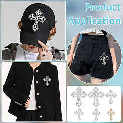 6 Stück 6 Stile Kreuz Hotfix Strass Applikationen&nbsp;DIY-FG0009-90